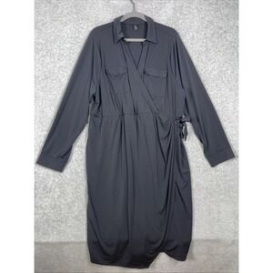 Torrid Black Jersey Faux Wrap Shirt Dress Womens 3X Office Minimalist